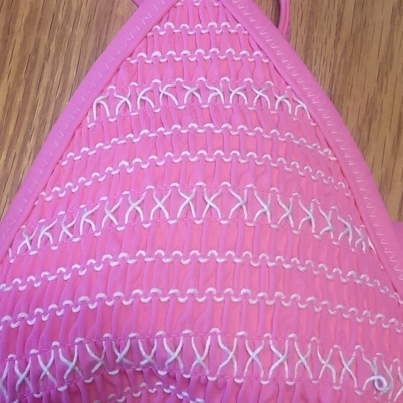 xhilaration Bikini Top Crochet Pink Triangle Crochete Size Medium - Picture 2 of 7